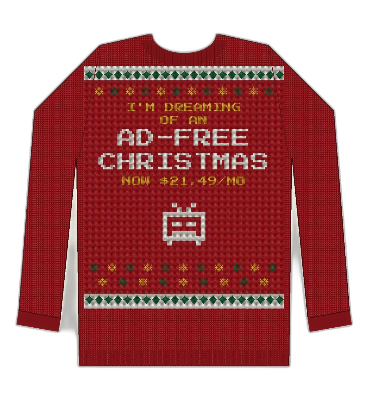 Ad-Free Christmas ugly Christmas sweater mockup
