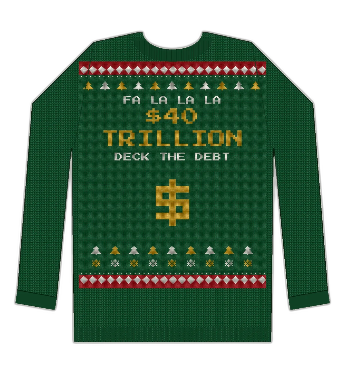 Deck the Debt ugly Christmas sweater mockup